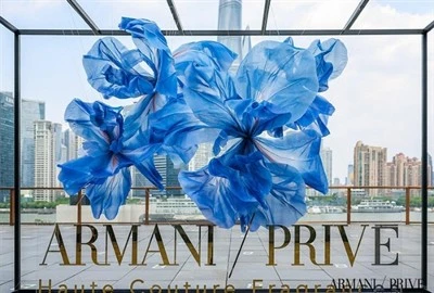 Armani Haute Couture Fragrance Art Salon | Organza Giant Flower Installation