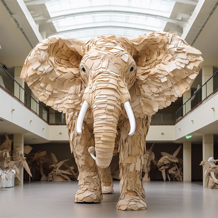 Paper art installation – Elephant